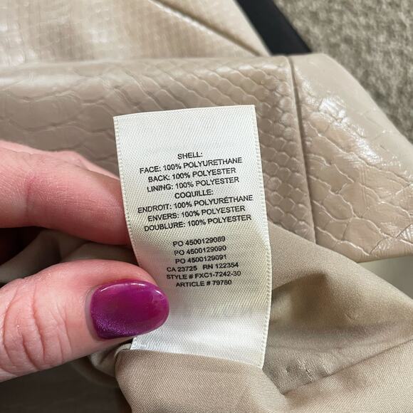 Babaton Faux Leather Snake Skin MINI Skirt Beige Size 4 - Picture 7 of 7